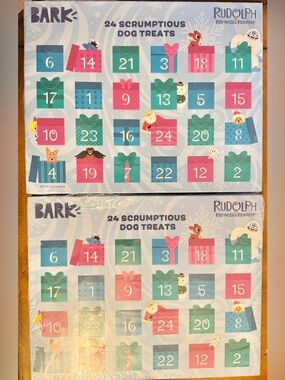 2)BARK BOX  SMALL DOG ADVENT CALENDAR RUDOLPH RED NOSE REINDEER GIFT BOX SET 24